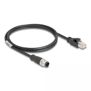 Network Cable DeLOCK M12 Cable A-coded 8 pin male to RJ45 male Cat5e 1m Black