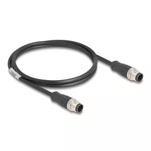 Network Cable DeLOCK M12 Cable A-coded 8 pin male to male Cat5e 1 m Black