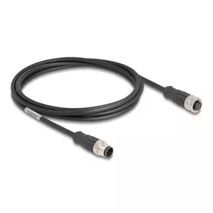 Network Cable DeLOCK M12 Cable A-coded 8 pin male to female Cat5e 2 m Black