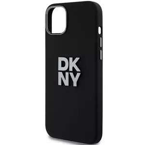 Hardcase DKNY phone case for Apple iPhone 15, liquid silicone, black, metal logo