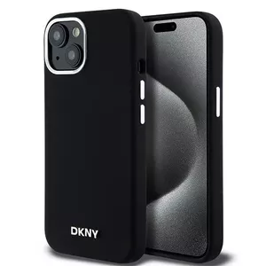 Жесткий чехол DKNY для Apple iPhone 15 жидкий силикон черный MagSafe