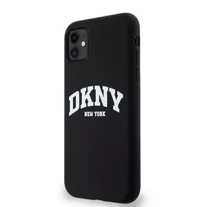 Чехол Hardcase DKNY DKHMN61SNYACH для iPhone 11 XR 6.1" Черный жидкий силикон с белым нанесенным логотипом, совместим с MagSafe