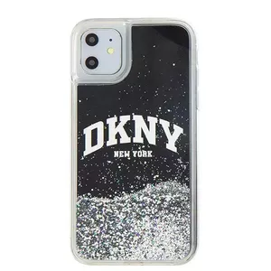 Phone case DKNY Hardcase DKHCN61LBNAEK for iPhone 11 / XR 6.1" — black liquid glitter, large logo