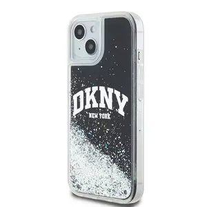 Чехол DKNY Hardcase DKHCP14SLBNAEK для iPhone 14/15/13 6.1" черный с жидкими блёстками и крупным логотипом