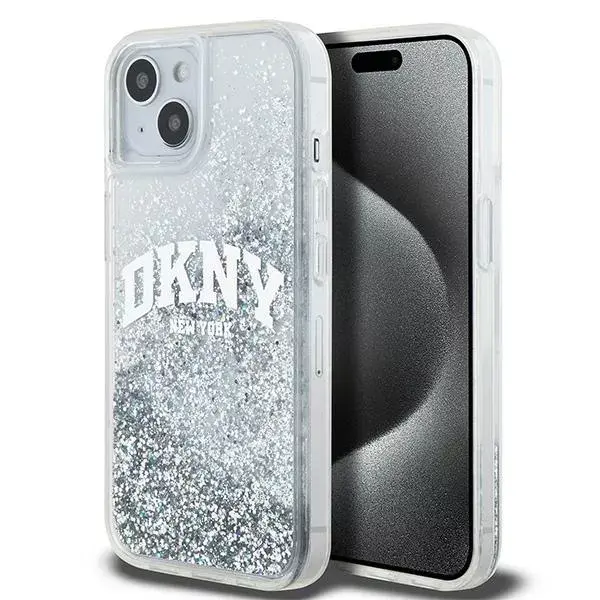 Cieta korpuss DKNY priekš iPhone 15 — Liquid Glitter melns Photo 2