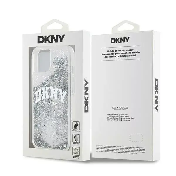 Cieta korpuss DKNY priekš iPhone 15 — Liquid Glitter melns Photo 5