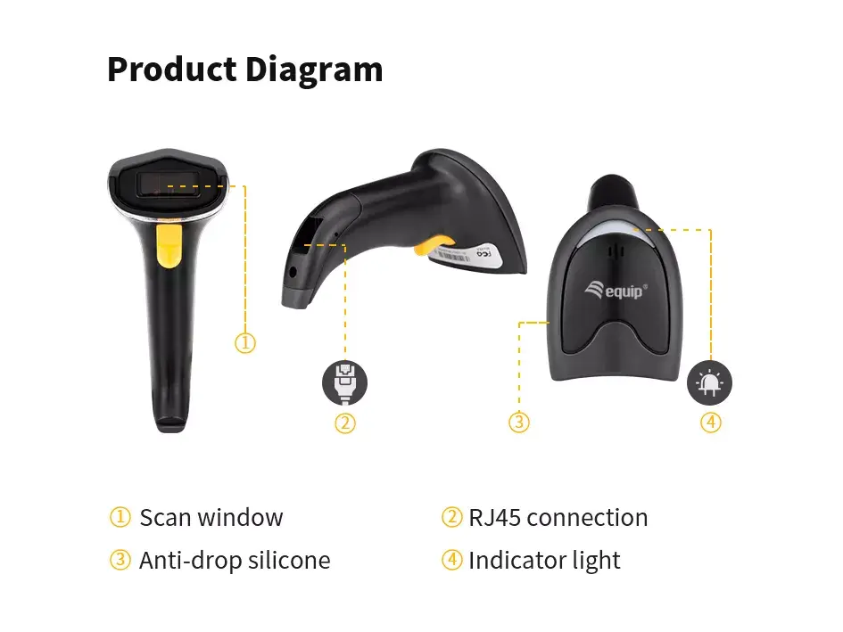 Barcode Scanner Equip 1D Laser USB Photo 8