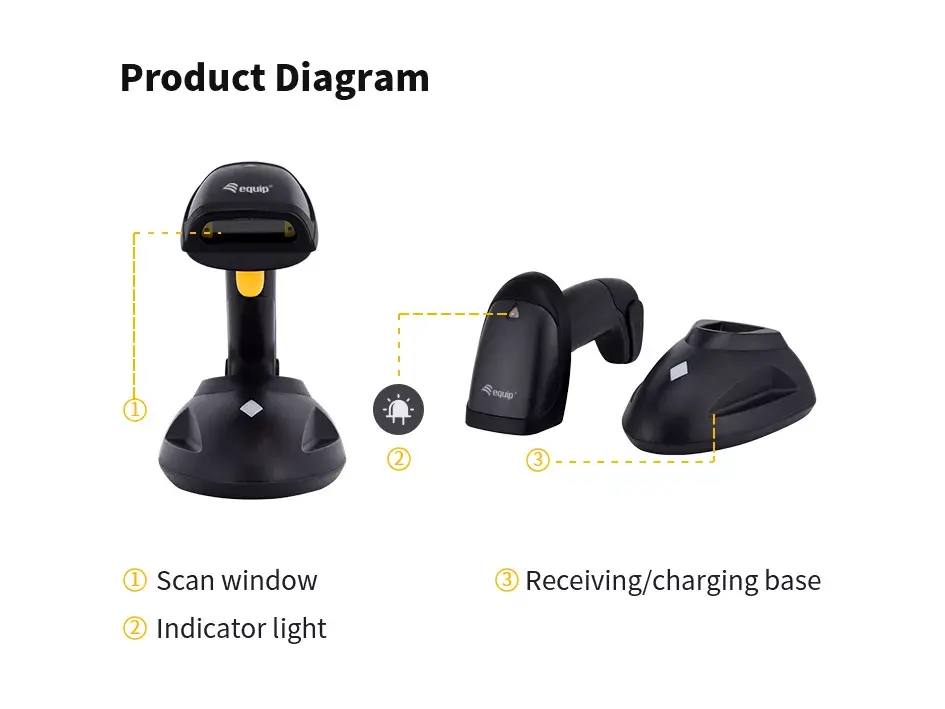 Handheld Barcode Scanner Equip Wireless 1D Laser Photo 5