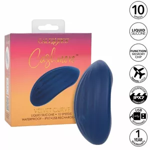 Vibrators California Exotics Cashmere Velvet Curve Blue — līkts dizains G-punkta stimulācijai, samtainā virsma