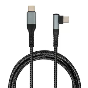 USB-C to USB-C cable IBOX IKUTC100 2 m, USB 2.0, braided textile jacket, 60W PD, 5A, angled/straight plugs