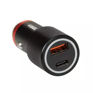Car charger IBOX ICC20 — 60W (PD 3.0, QC 3.0), 1x USB-C, 1x USB-A, 12–24V input, black