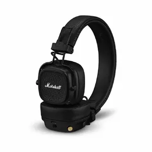 Bezvadu uz auss austiņas MARSHALL Major V — Bluetooth 5.3, USB-C, 40 mm draiveri, 20–20 000 Hz, 32 Ω, 186 g, melnas