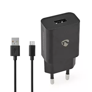 Mobile device charger Nedis WCHAM105ABK — universal indoor AC charger, 1 m cable, black