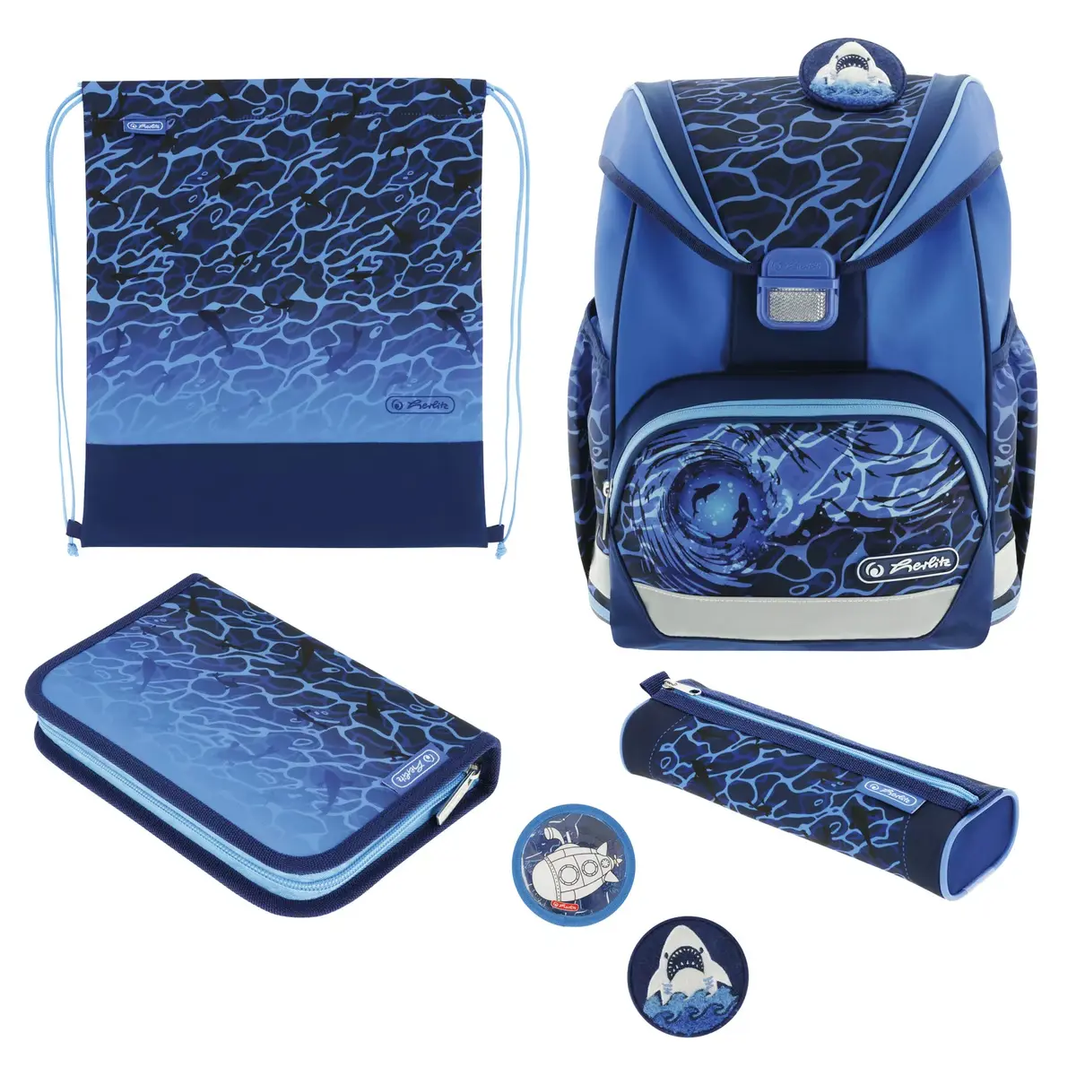 HERLITZ UltraLight Plus Blue Shark school bag set Photo 1