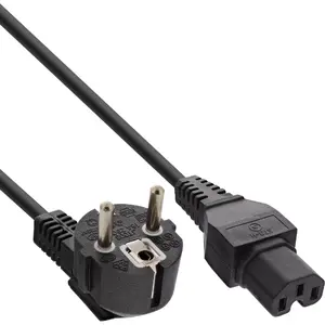 InLine Power cable CEE7/7 angled to C15 straight 3 x 1mm² black 1.8m