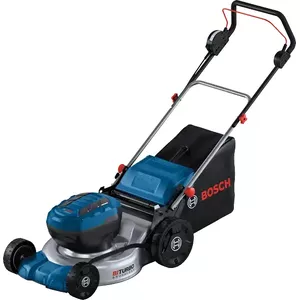 Газонокосилка самоходная Bosch GRA 18V2-46 на аккумуляторе 18 В, ширина скашивания 46 см, мин. высота 3 см, габариты 518×1460×1270 мм