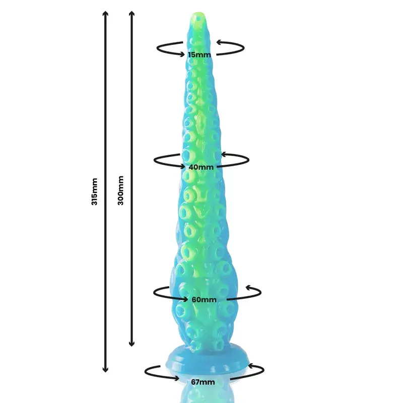 Dildo EPIC Scylla silikona fluorescējošs zaļš Photo 2