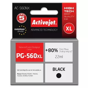 Совместимый картридж ActiveJet AC-560NX Black, повышенной емкости (XL), 22 мл, для Canon PG-560XL