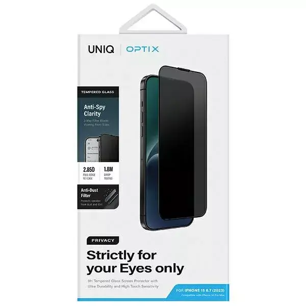 Закалённое стекло с приватностью Uniq Optix iPhone 15 Plus Photo 6
