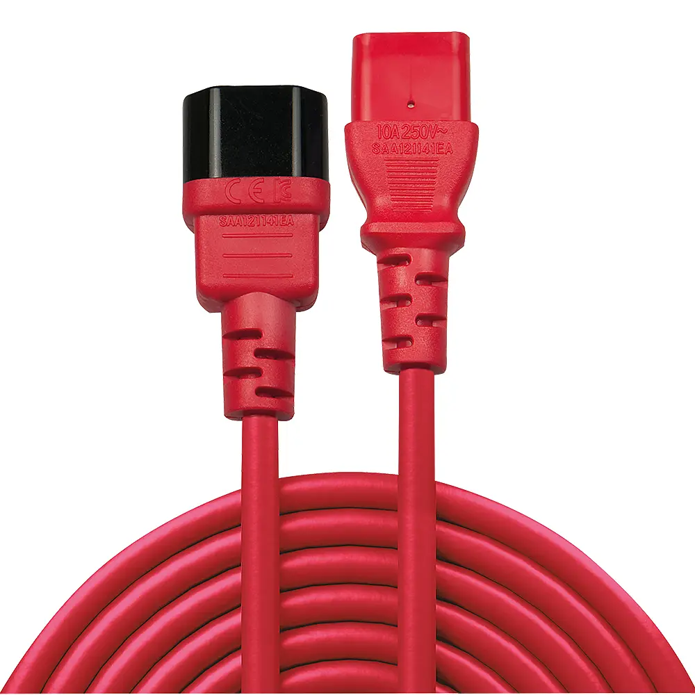 Lindy C14 to C13 Extension Cable 0.5m Red Photo 2