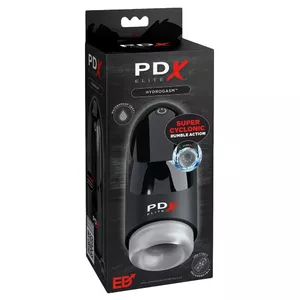 Masturbator Pipedream Hydrogasm Silicone Frosted Black — rechargeable, waterproof, 20 cm length, 7.9 cm insertion, inner Ø 3.5 cm