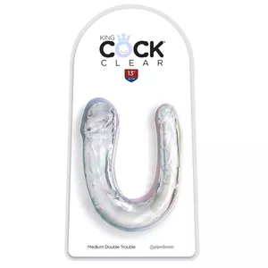 Double dildo King Cock Clear Double Trouble 33 cm, transparent TPE, Ø 2.3–4 cm