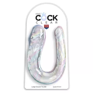 Double-ended dildo King Cock DOUBLE TROUBLE PVC clear — 44 cm, Ø 3–5.4 cm, TPE, double-ended
