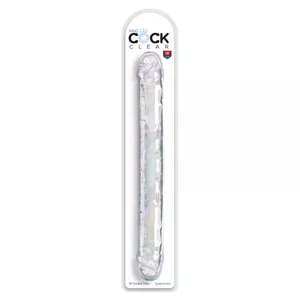 Double-ended dildo King Cock Double Trouble, silicone/TPE, transparent, 46 cm, Ø max 4.3 cm