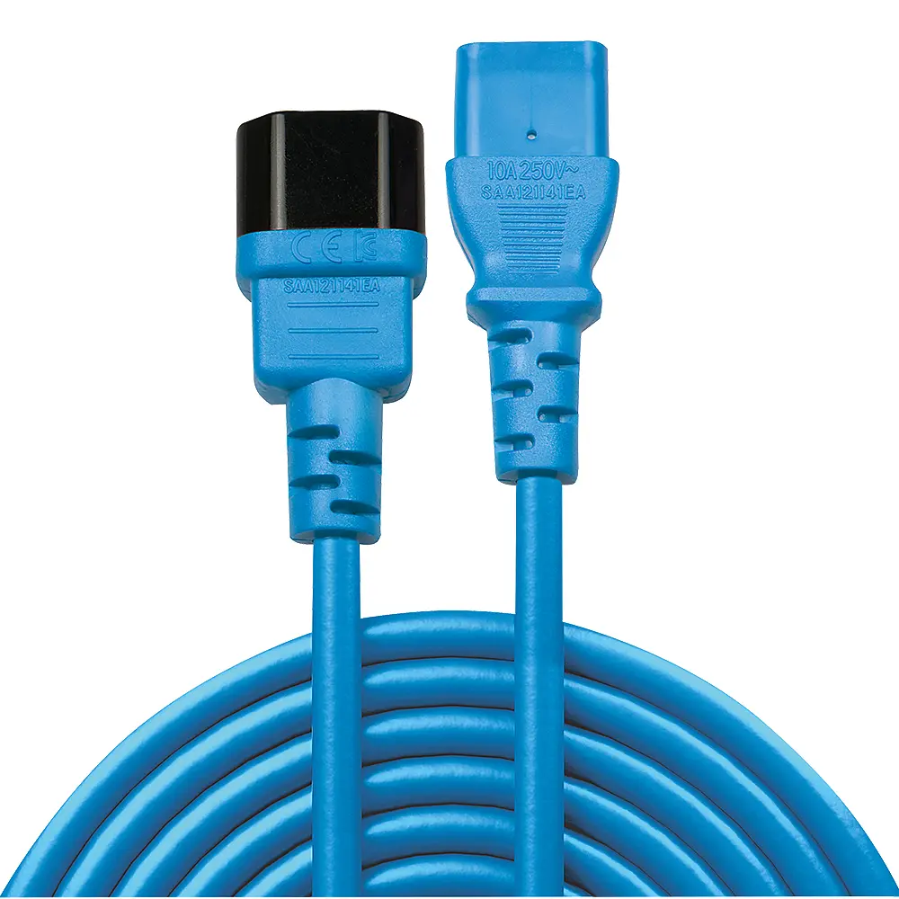 Lindy IEC Extension Cable C13 to C14 2m Blue Photo 2