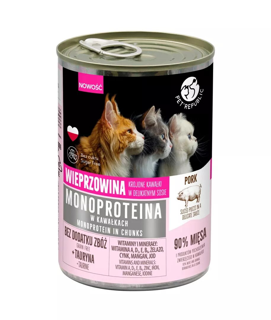 Mitrs kaķu barības PetRepublic Monoprotein Pork