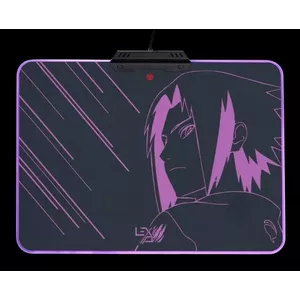 Lexip Sasuke Revenge spēļu peles paliktnis ar violetu fona apgaismojumu