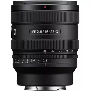 Plataizmēra platleņķa tālummaiņas objektīvs Sony SEL1625G E-mount 16–25mm F2.8