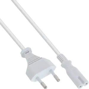 InLine power cable 16602W, Euro male to Euro8 male, 2 m, white
