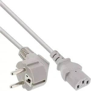Сетевой кабель InLine CEE 7/7 угловой 3pin IEC C13 мужской серый 0.5м
