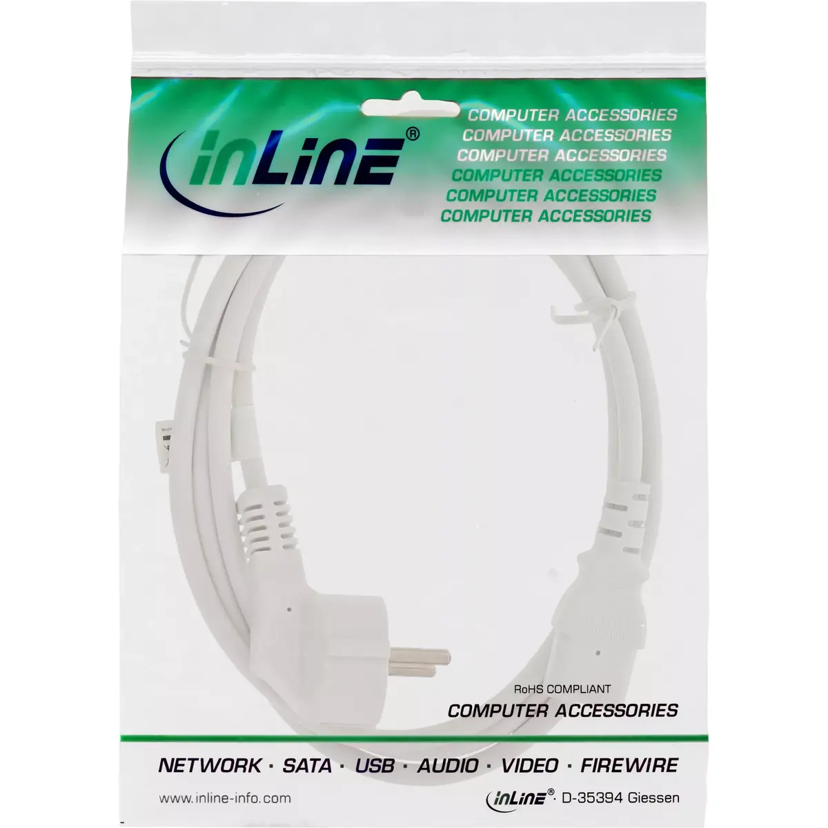 InLine power cable CEE 7/7 angled 3pin IEC C13 male Photo 3