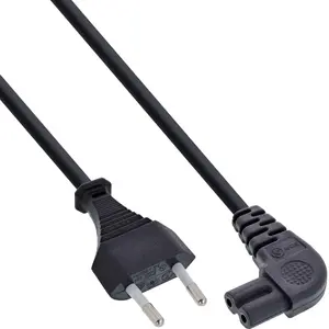 InLine strāvas kabelis Euro vīrišķais pret leņķa Euro8 vīrišķo CEE7/16 uz C7 ligzdu melns 3m