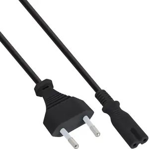 Силовой кабель InLine евровилка штекер на евро-8 гнездо черный 0.5м CEE7/16 C7