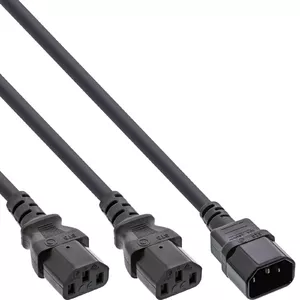 Power Y-cable InLine 1x IEC-C14 to 2x IEC-C13 1m