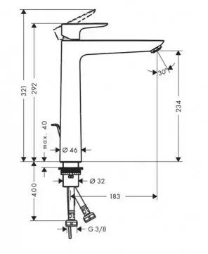 Смеситель для раковины hansgrohe 71717670 чёрный матовый Photo 2