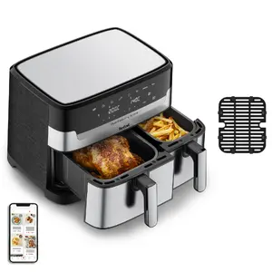 Tefal Dual Easy Fry & Grill EY905D Karstā gaisa friteris 8.3 L Dubultais Nerūsējošais tērauds 2700 W Skārienjutīgs LCD