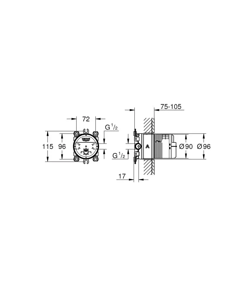 Plaster box GROHE 26483000 for shower head Photo 3