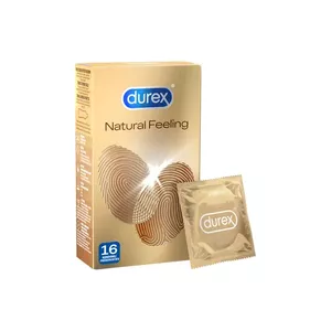 Male condom Durex Natural Feeling 16 pcs Smooth Transparent, polyisoprene, nominal width 56 mm, length 200 mm