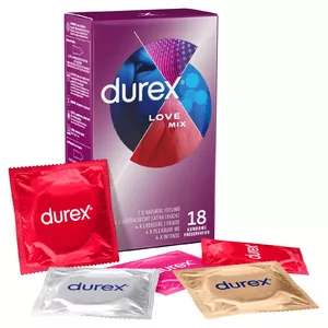 Male condom Durex Love Mix assorted 18 pcs transparent 56 mm