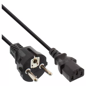 InLine power cable, CEE 7/7 straight / 3pin IEC C13 male, black, 0.3m