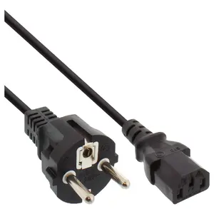 Сетевой кабель InLine CEE 7/7 прямой 3pin IEC C13 male черный 0.3м
