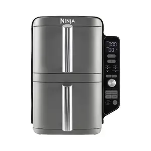 Аэрогриль Ninja SL400EU Double 9,5 л, 2470 Вт, 2 корзины, 6 программ, чёрно‑серый