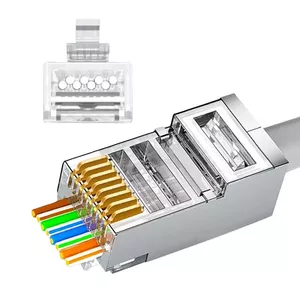 FTP разъем RJ45 W-STAR Cat6A с проходными контактами, золотое покрытие, 100 шт.