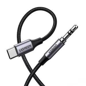 Аудиокабель Ugreen 30633 1м 3.5мм USB Type-C Черный Серебристый