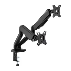 Monitor Arm Mount HiSmart HS083175 — spring-assisted dual mount for 17–32 inch screens, desk clamp/pole compatible