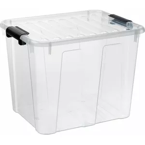 Storage box with lid 40 L, Plast Team — gray, plastic